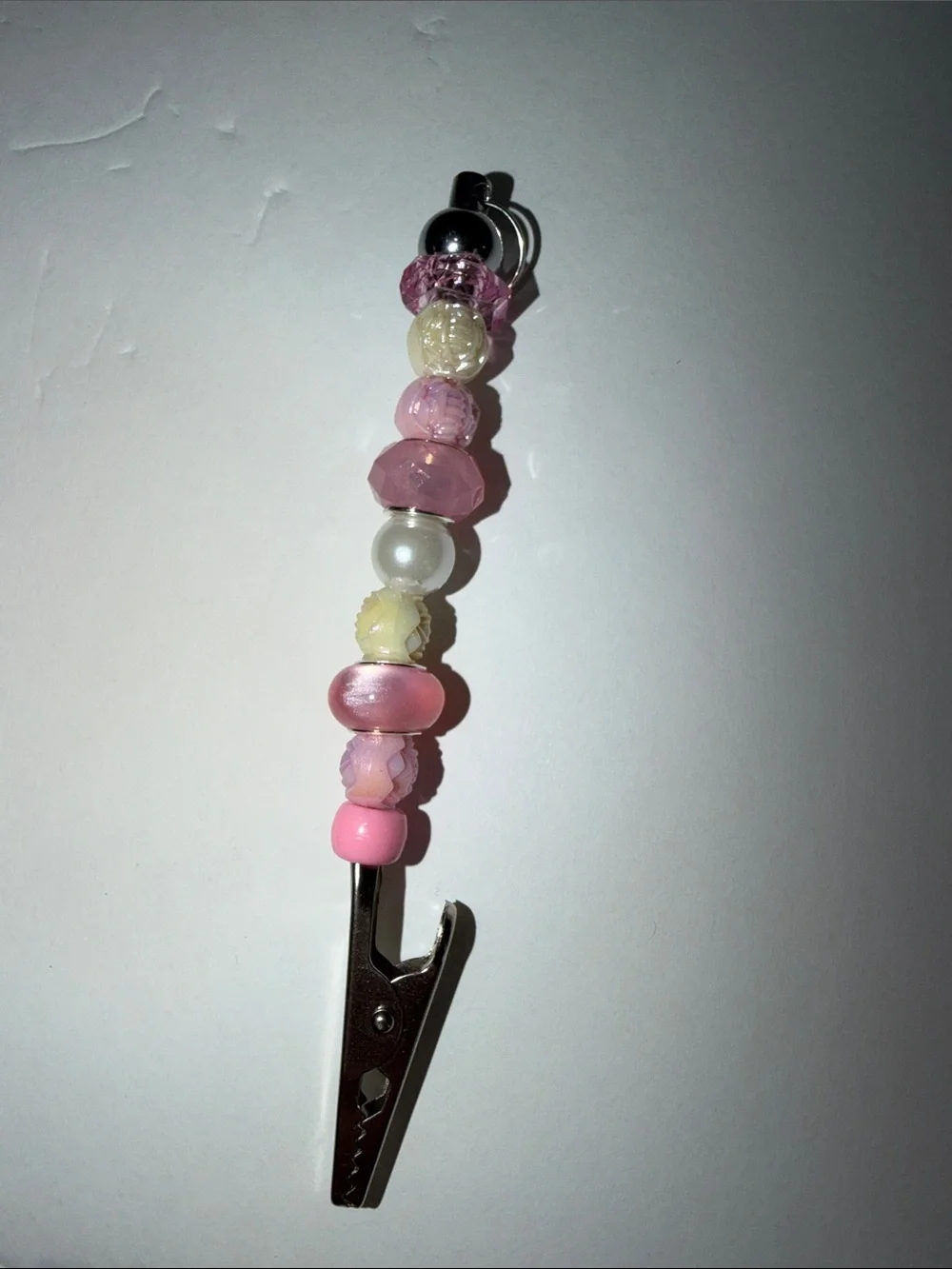 Beaded Clip Set - Pink & Red handmade set of 2